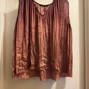 Zara Pleated Sleeveless Brown Blouse Size small